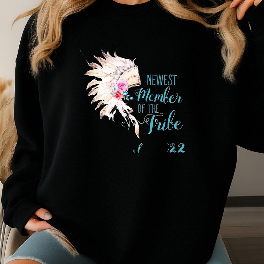Announcement New To The Tribe ® - Baby Hipster Baby ® - Personalized Pregnancy Reveal Baby ® - Teepee Baby ® Sweatshirt
