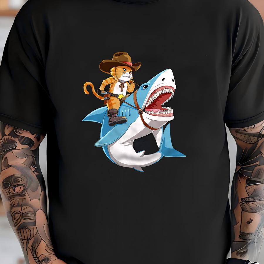 Cat Riding Shark Shirt / Cat Shirt / Cat Gifts / Cats / Cat T Shirt / Cat Tshirt / Cat Hoodie / Cat Lover Shirt / Cat Tee / Tank Top Hoodie T-shirt