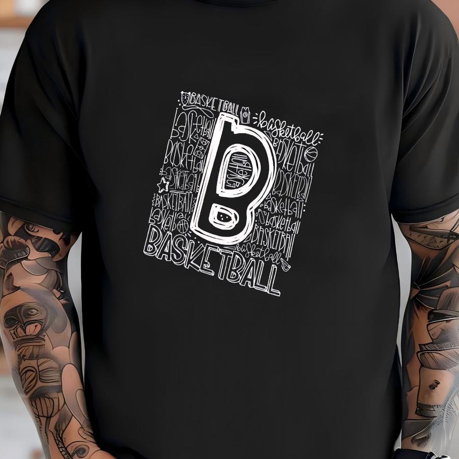 Basketball Typography - Bella Short Sve Hoodie T-shirt