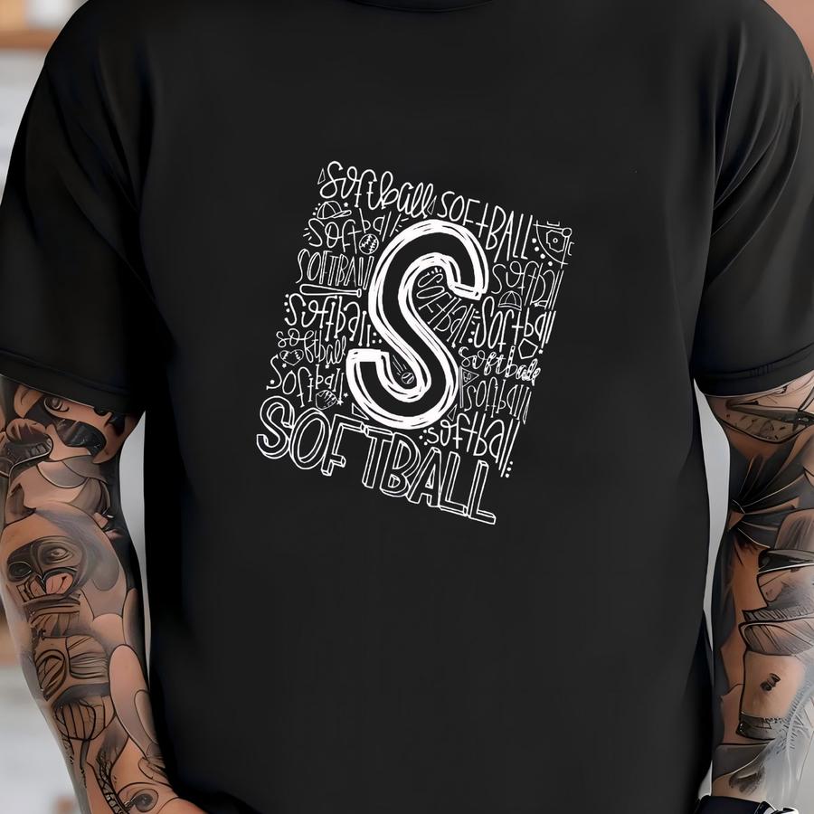 Softball Typography - Bella Short Sve Hoodie T-shirt