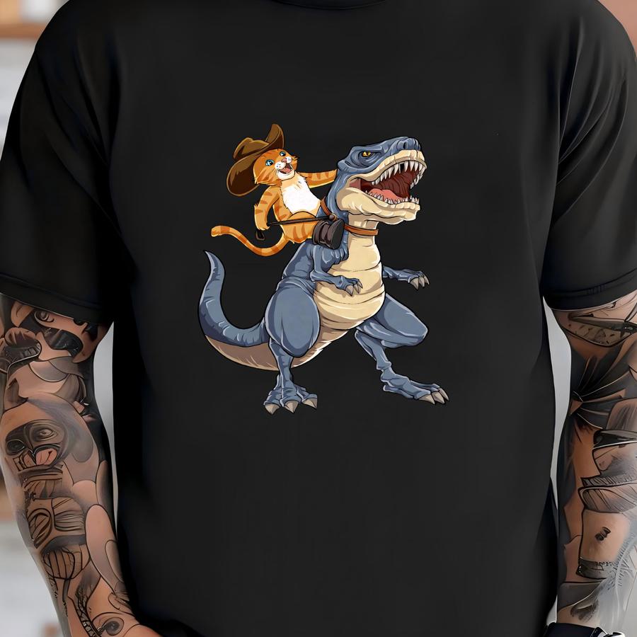 Cat Riding Dinosaur T Rex Shirt / Cat Shirt / Cat Gifts / Cats / Cat T Shirt / Cat Tshirt / Cat Lover Shirt / Cat Tee / Tank Top / Hoodie T-shirt