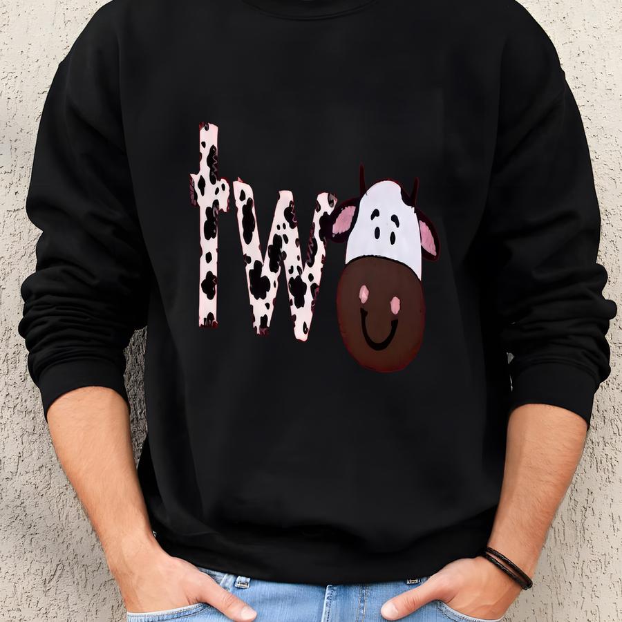 Vegan Vegetarian Farm Animal Cow Birthday Shirt, Toddler 2nd Birthday Shirt Kids, Custom Personalized Age Birthday Tee, Kids Applique Shirt Sweatshirt