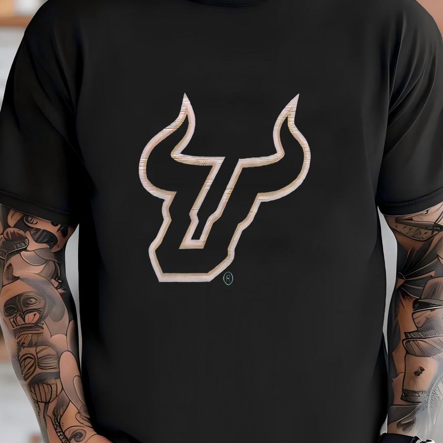 Ncaa University Of South Florida Bulls 020 Block Green Gold 100% Cotton Fabric College Logo By Sykel! T-shirt