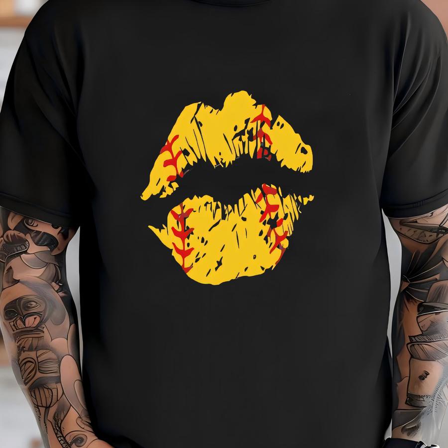 Softball Lips On Soft Vintage Acid Wash Tshirt - Unisex Sizes - Adult Sizes Only T-shirt