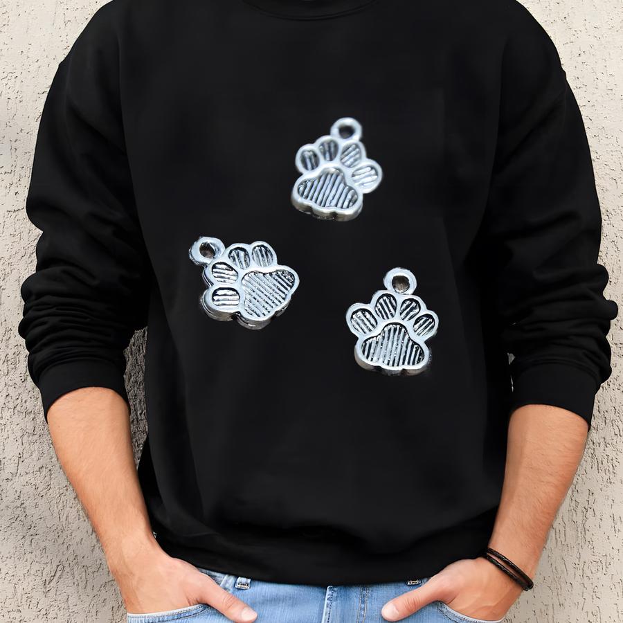 15pcs Dog Paw Charms Silver Tone Paw Print Charm Pendants 22x17mm Sweatshirt