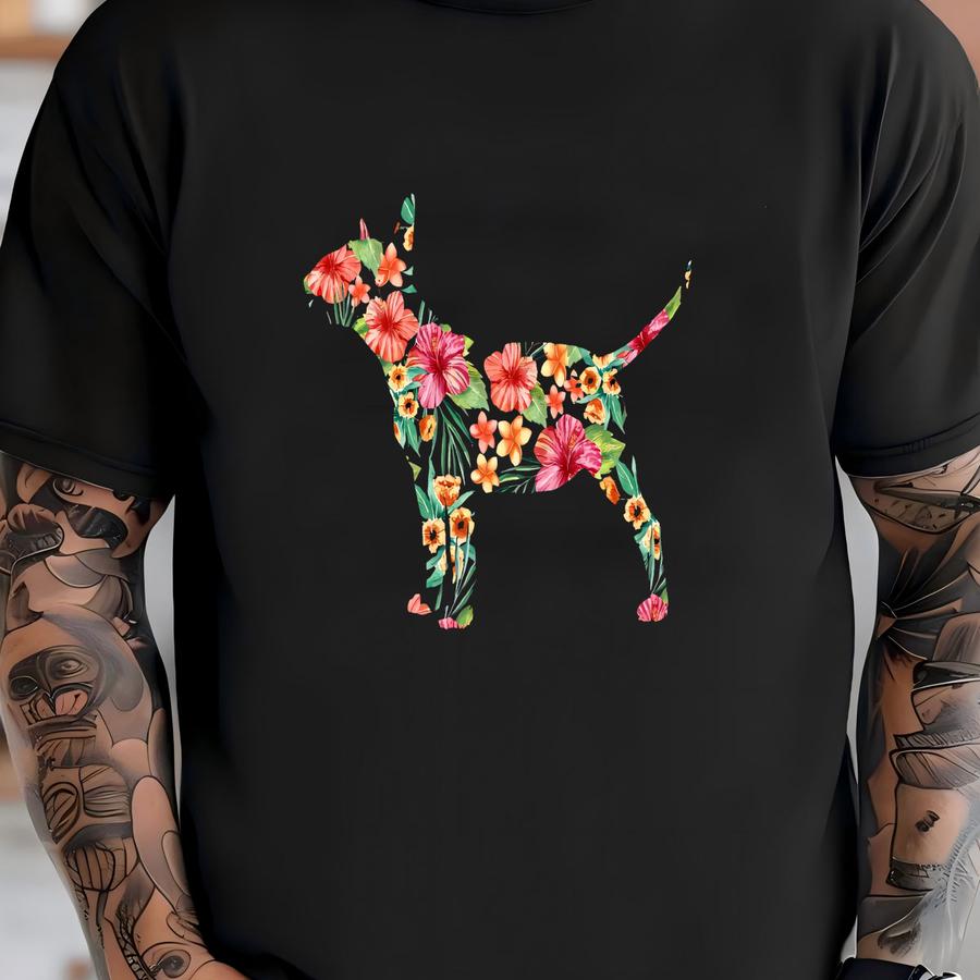 Bull Terrier Flower Shirt / Bull Terrier Shirt / Bull Terriers Gifts / Bull Terrier Dog / Terrier Lover / Floral Shirt / Tank Top / Hoodie T-shirt