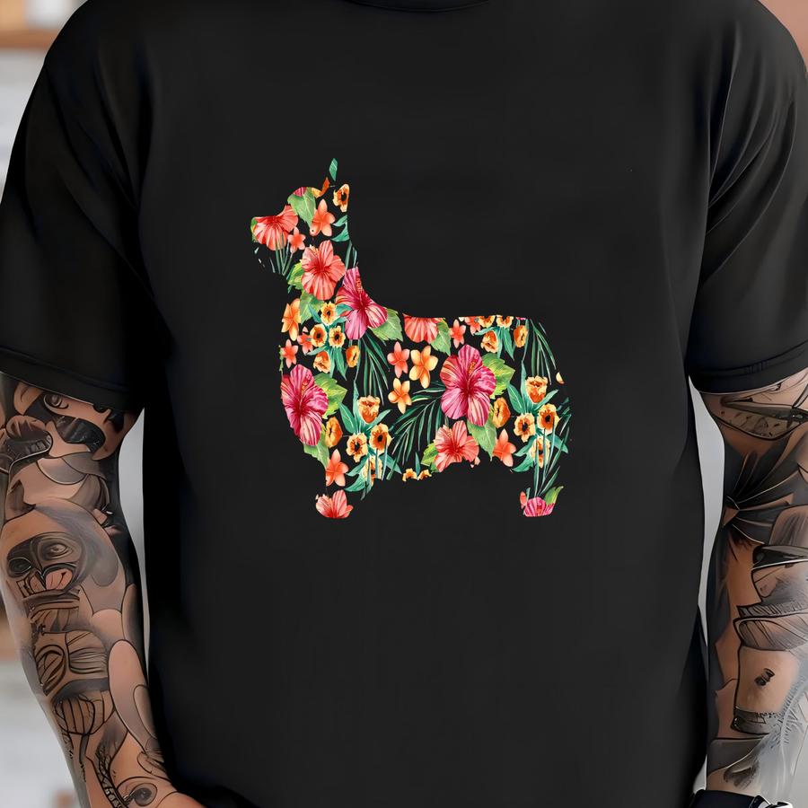 Corgi Flower Shirt / Corgi Shirt / Corgi Gifts / Corgi Dog / Funny Cute Corgis / Corgi Lover Gift / Floral Shirt / Tank Top / Hoodie T-shirt