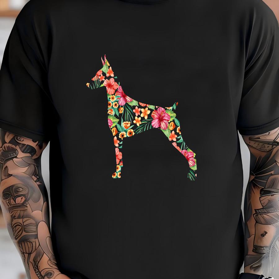 Doberman Flower Shirt / Doberman Shirt / Doberman Gifts / Funny Dobermans / Doberman Dog / Doberman Lover / Floral Shirt / Tank Top / Hoodie T-shirt