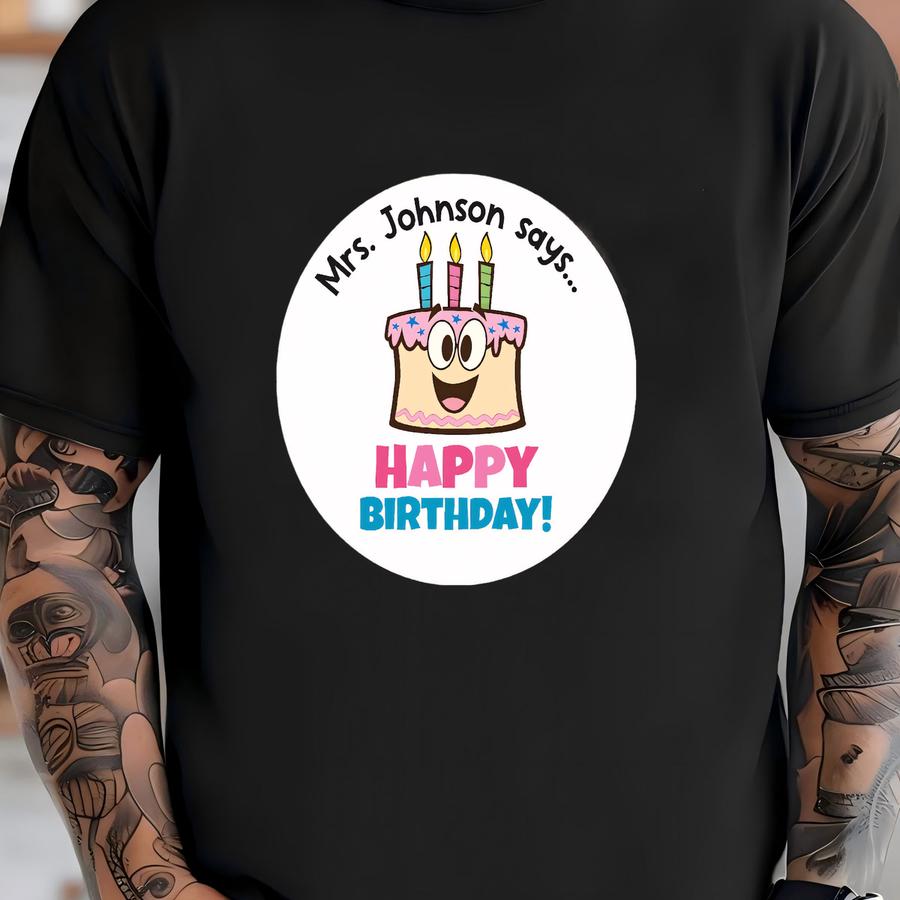 Personalized Teacher Stickers, Birthday Stickers, Teacher Stickers, Happy Birthday, Classroom Birthday, Student Birthday, T-shirt