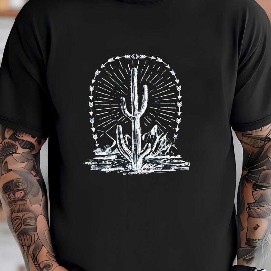 Desert Cactus V-neck Shirt, Camping Landscape Tee, 10357 T-shirt