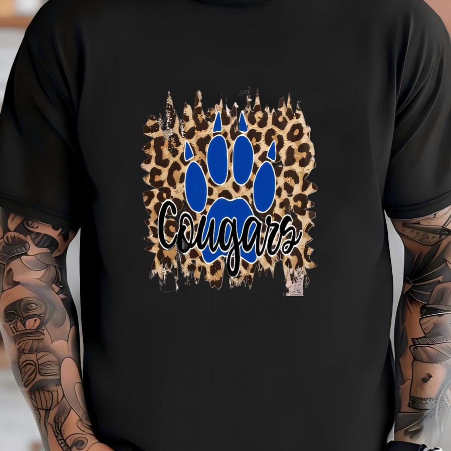 Cougars - On Bleached Bella Royal Blue Soft Hoodie T-shirt