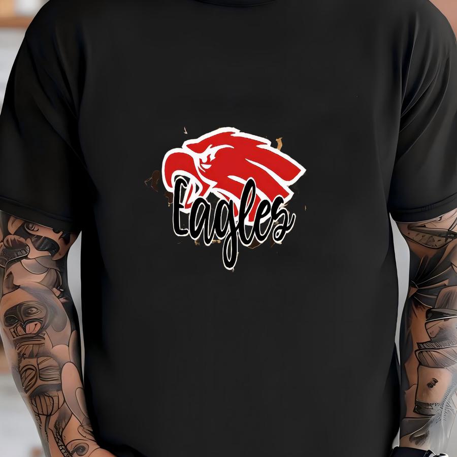 Eagles On Red Bleached Bella Soft Hoodie T-shirt