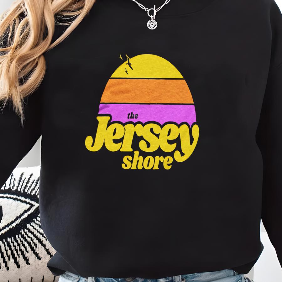 Jersey Shore Sunset T-shirt: Retro New Jersey Graphic Tee Sweatshirt