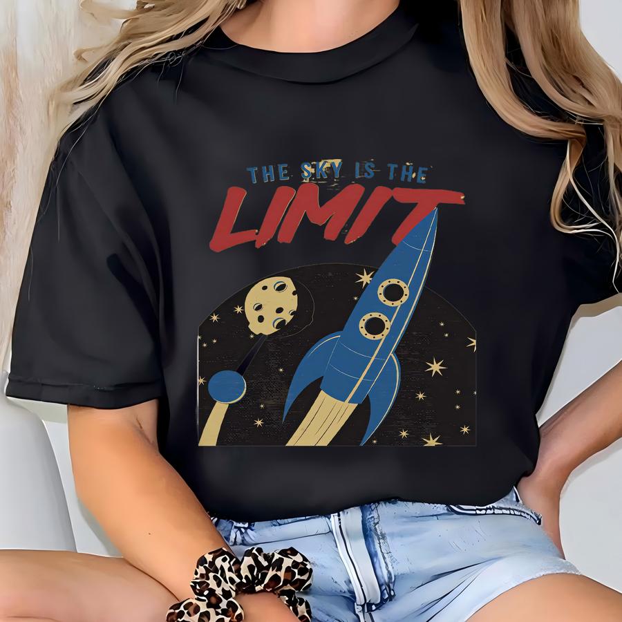 The Sky Is The Limit Print Space Shuttle Wall Art Space Gift Universe Print Printable Wall Art Digital Download Astronomy Poster Retro Decor T-shirt