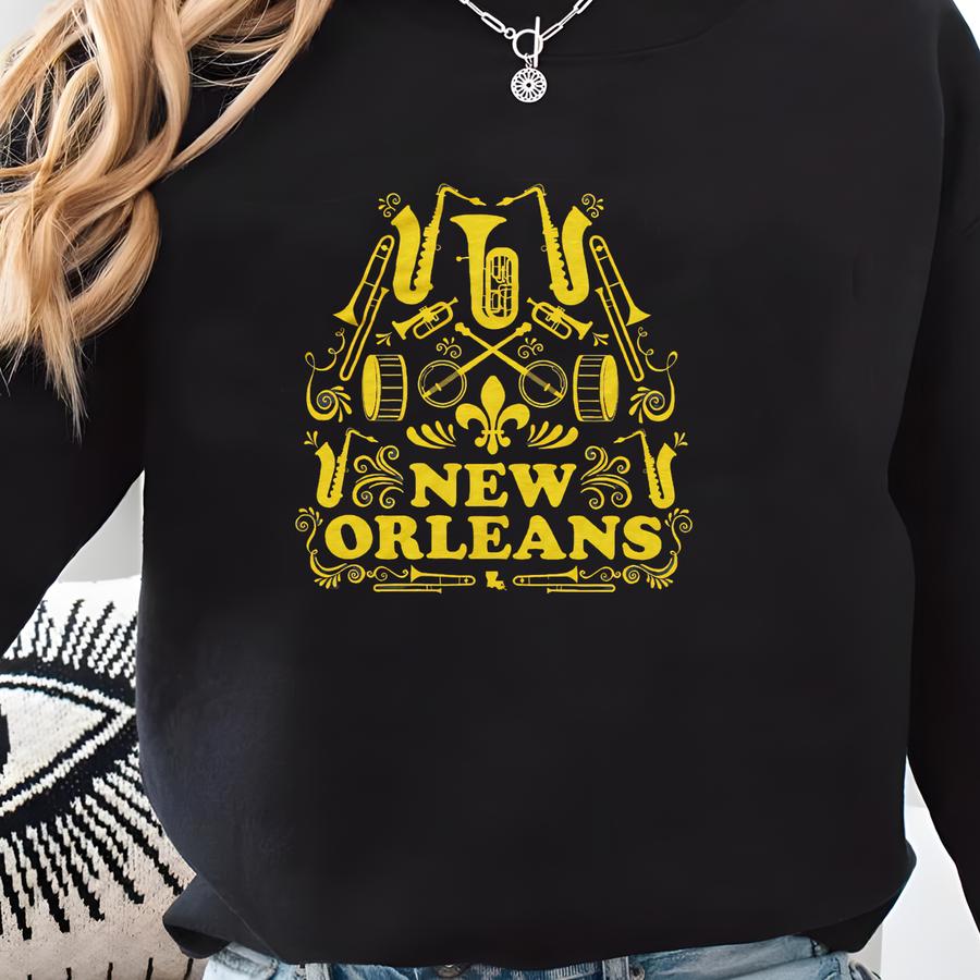 Nola Second Line T-shirt: Vintage New Orleans Graphic Tee Sweatshirt