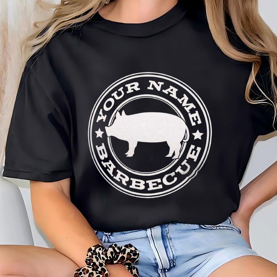 Personalized Gift For Men, Customized Barbecue Logo T Shirt, Pitmaster, Grill Accessory, Gift For Dad, Fathers Day, Christmas Bbq T-shirt