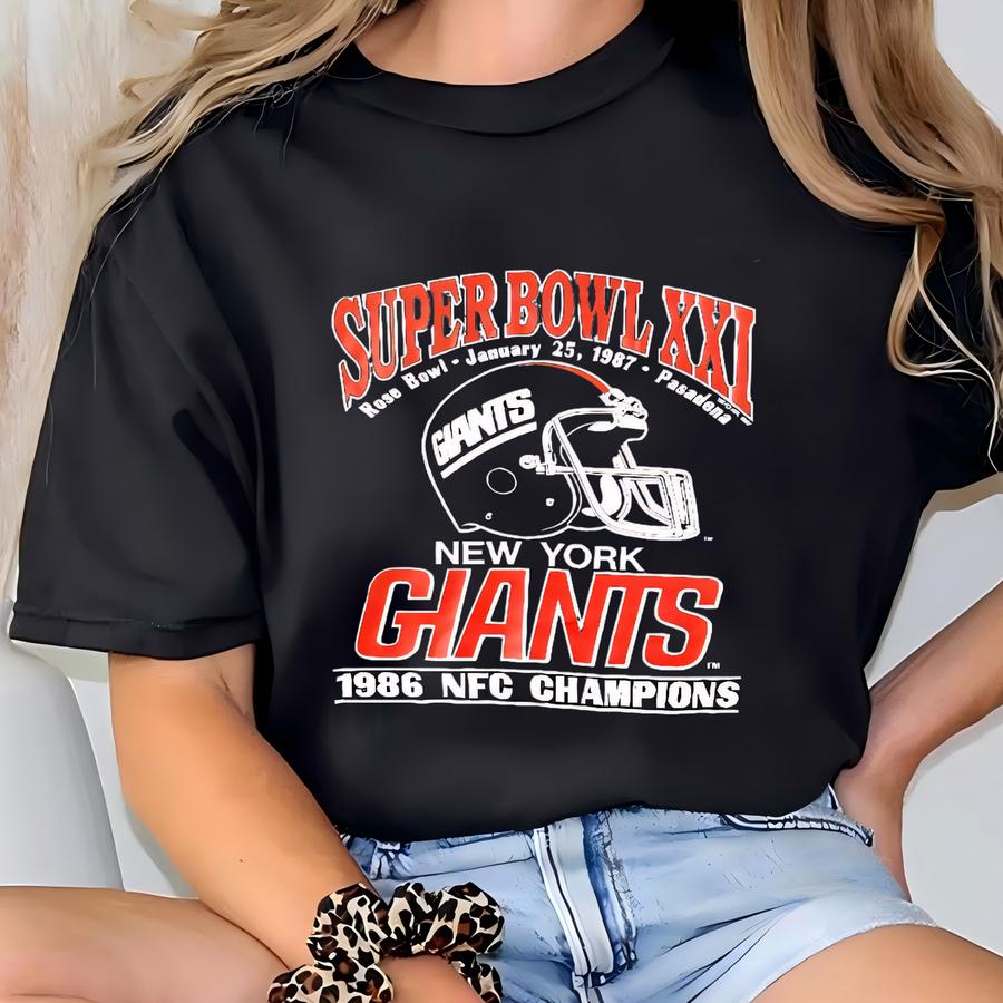 Vintage New York Giants Football T Shirt Hoodie Super Bowl Champion 1987 1980s Ny Old Logo Made Usa Single Stitch Deadstock New Tee 80s T-shirt