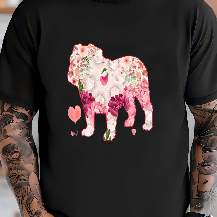 Just A Girl Who Loves English Bulldogs Shirt / English Bulldog Shirt / English Bulldog Gifts / Flower Shirt / Bull Dog Lover Tank Top Hoodie T-shirt