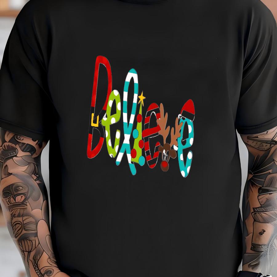 Christmas ~ Believe ~ On Next Level Unisex Baseball Tee T-shirt