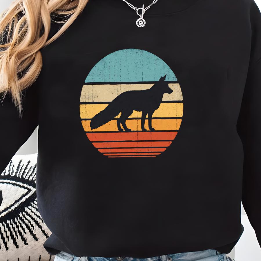 Fox Sunset Shirt / Fox Shirt / Fox Gifts / Fox Lover Gift / Retro Vintage / Fox Design / Foxes Print Art / Animal Lovers / Tank Top / Hoodie Sweatshirt
