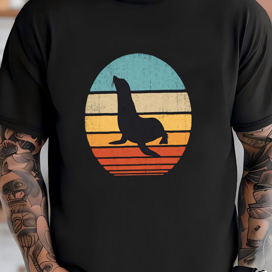 Sea Lion Sunset Shirt / Sea Lion Shirt / Sea Lion Gift / Seal Lover Gifts / Retro Vintage / Seals Lover / Seal Print Art / Tank Top / Hoodie T-shirt