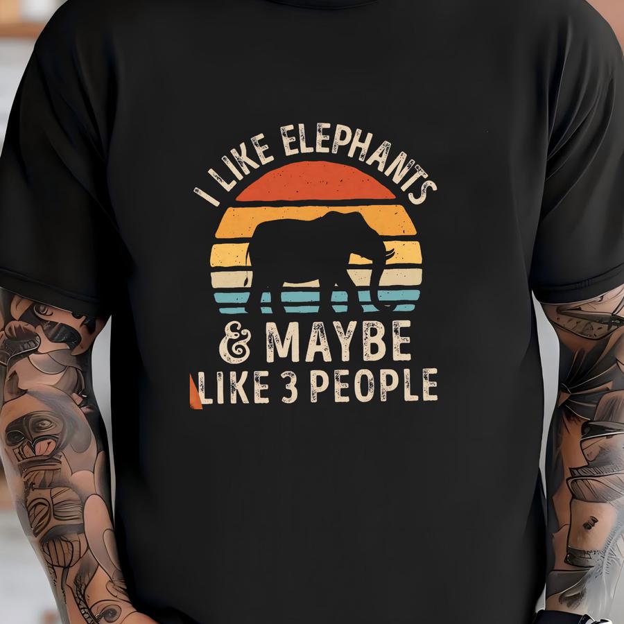 I Like Elephants Retro Shirt / Elephant Shirt / Elephant Gifts / Elephant Lover Gift / Vintage Sunset / Animal Lovers / Tank Top / Hoodie T-shirt