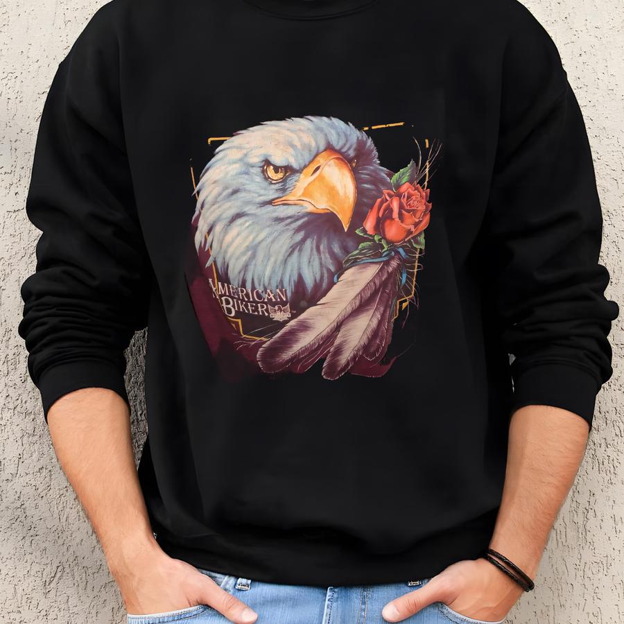Vtg 1992 3d Emblem American Biker Eagle Rose Feather Hog Heaven Tshirt Adult Xl Sweatshirt