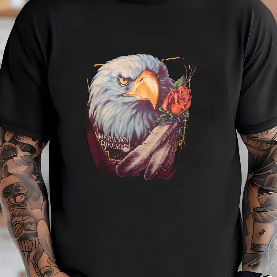 Vtg 1992 3d Emblem American Biker Eagle Rose Feather Hog Heaven Tshirt Adult Xl T-shirt