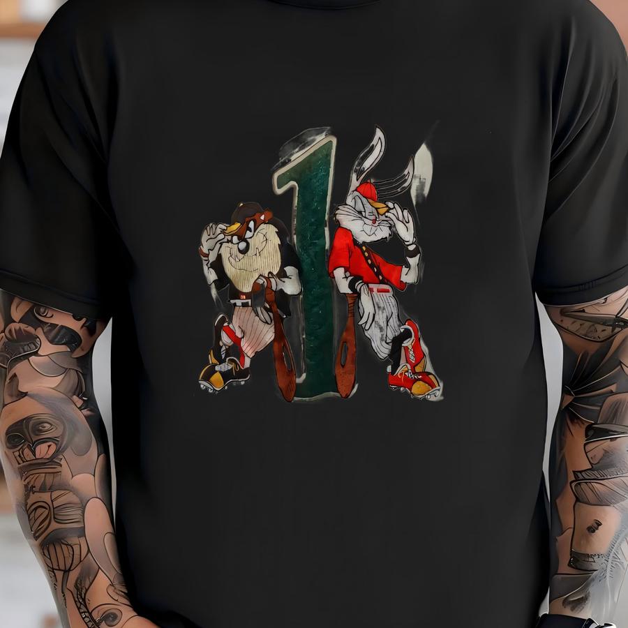 Vintage Acme Bugs Bunny Taz Sewn Cotton Baseball Jersey Adult S / M Looney Tunes T-shirt