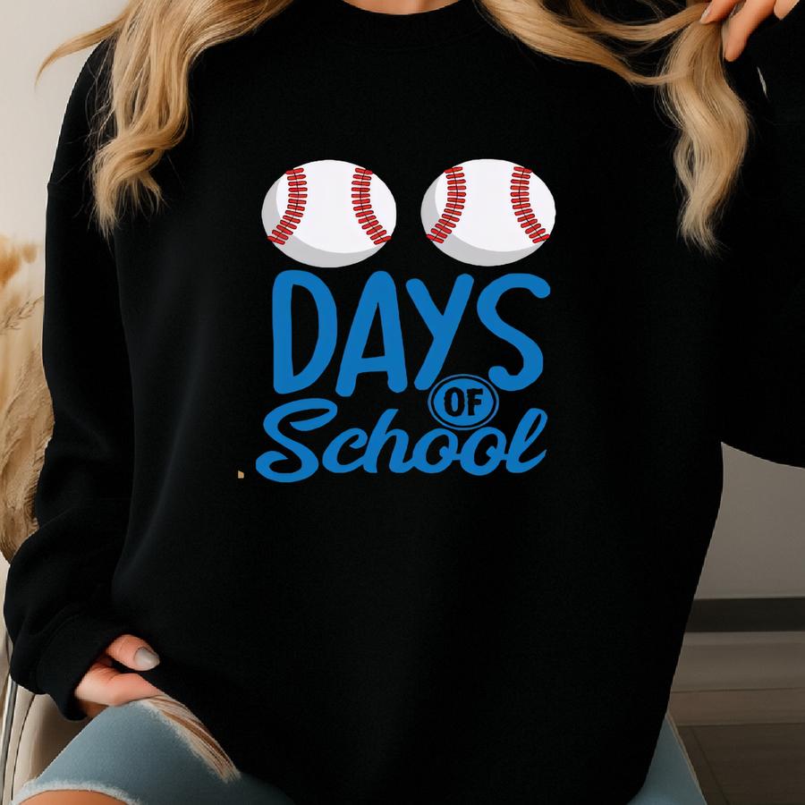 Baseball 100 Days Of School Athlete | T-shirt | Hoodie | Sweatshirt | Long Sve | Apparel Gift Sweatshirt