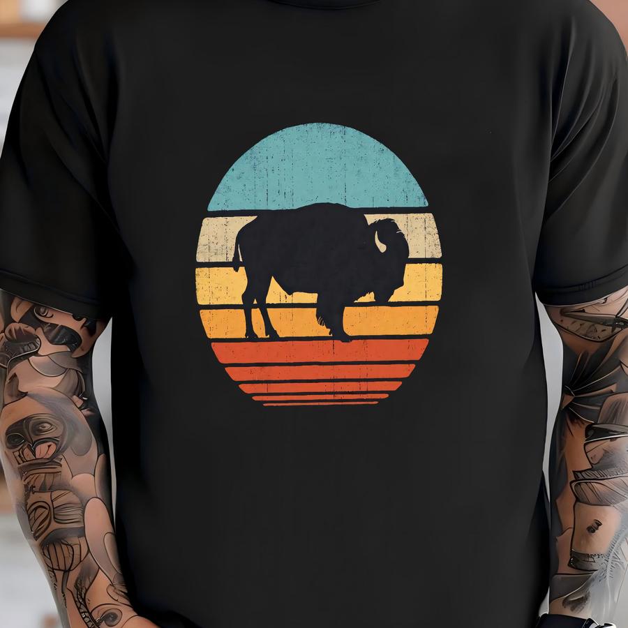 Bison Sunset Shirt / Bison Shirt / Bisons Gifts / Buffalo Lover / Retro Vintage / Animal Lovers / Wildlife Mammal / Tank Top Hoodie T-shirt