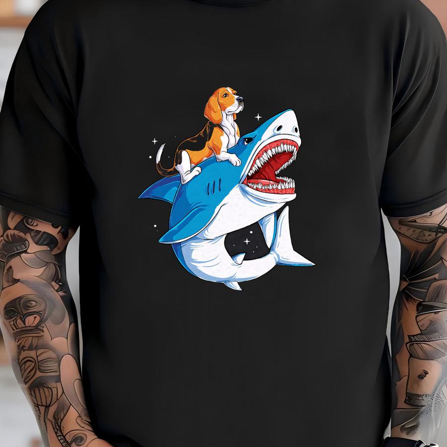 Beagle Riding Shark Shirt / Beagle Gifts / Beagles Tee / Beagle Dog Lover / Shark Gift / Mans Bestfriend / Jawsome Tee / Tank Top / Hoodie T-shirt
