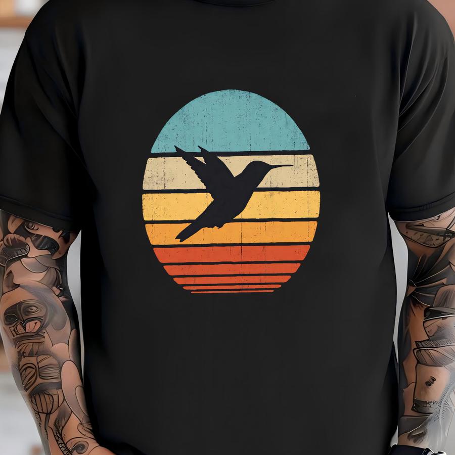 Hummingbird Sunset Shirt / Hummingbird Shirt / Hummingbird Gift / Hummingbirds Design / Retro Vintage / Humming Bird Lover / Tank Top Hoodie T-shirt