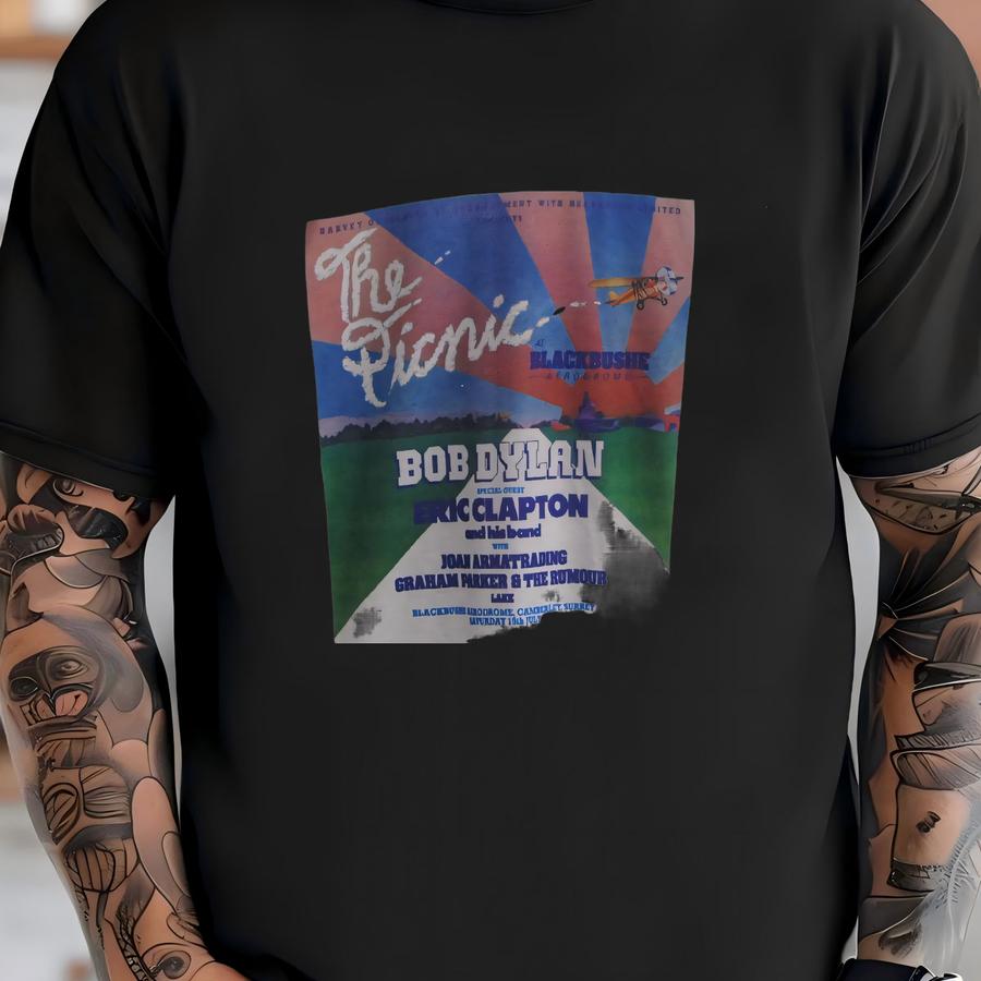 Vintage 1978 The Picnic At Blackbushe Bob Dylan Eric Clapton Graham Parker Concert T Shirt Size S / 1970s Rock Punk New Wave Uk Gig Tee T-shirt