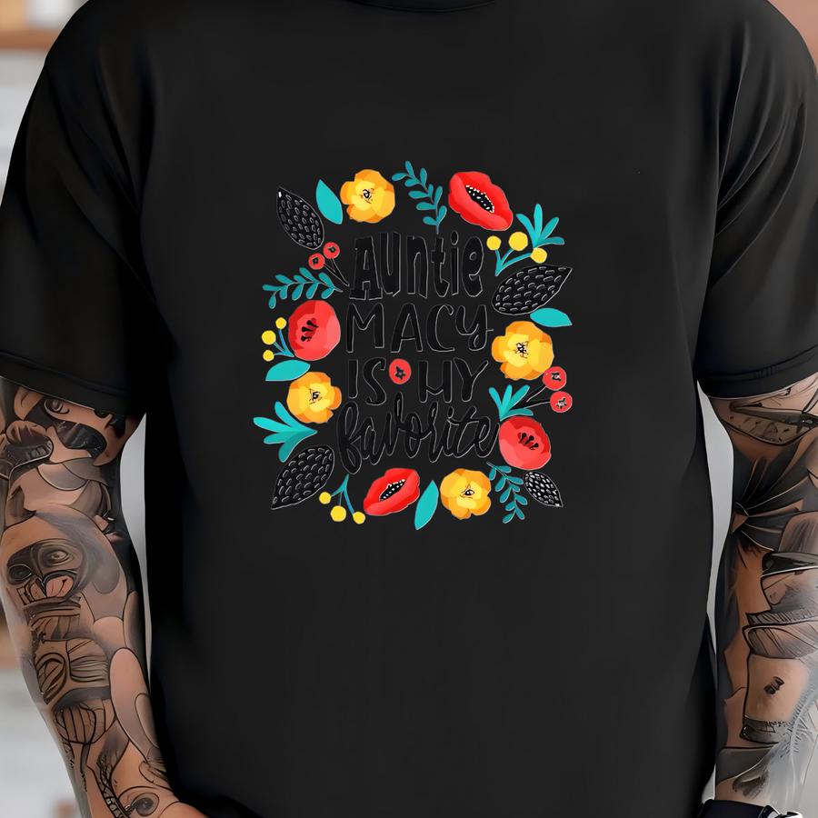 Aunt Baby Girl ® - Personalized Auntie Is My Favorite ® - Custom Aunt Floral Baby Bodysuit T-shirt