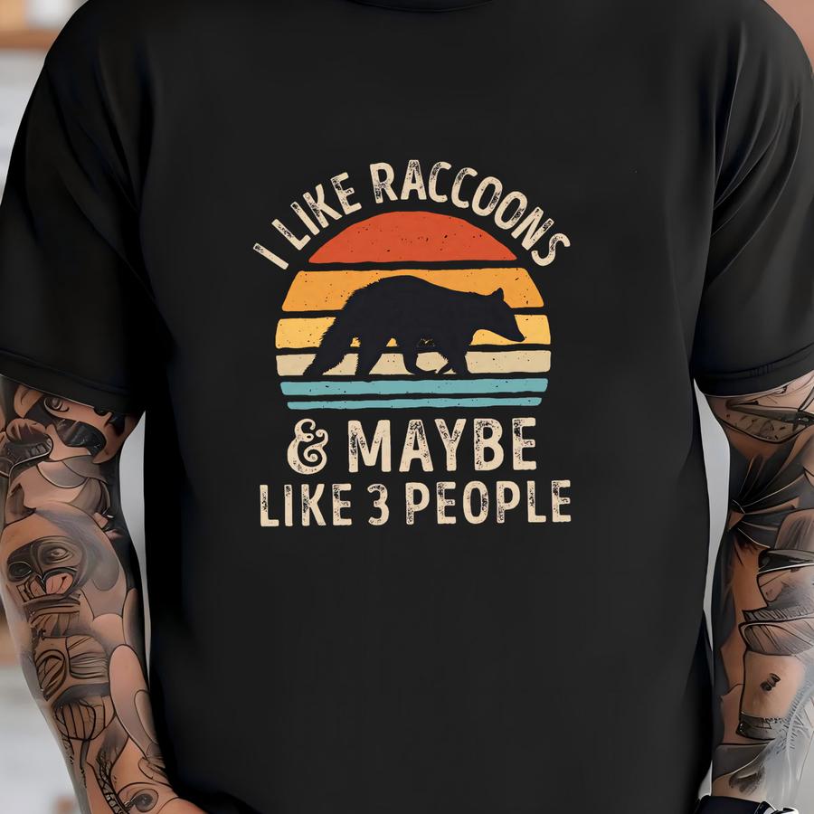 I Like Raccoons Retro Shirt / Raccoon Shirt / Raccoon Gifts / Raccoon Lover Gift / Vintage Sunset / Animal Lovers / Tank Top / Hoodie T-shirt