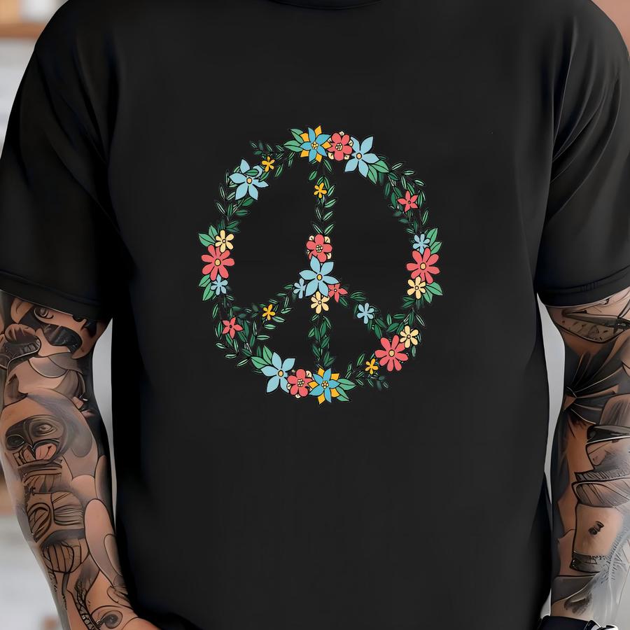 Floral Peace Sign ®, Boho Baby Clothes, Peace Sign Baby ®, Hippie Baby , Baby Shower Gift For Girl, Baby Girl Clothes T-shirt