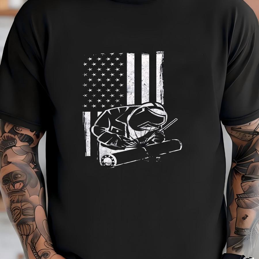 Welder Usa Flag Hoodie, July 4th, Welding American Flag Tank Top, Fourth Of July Hoodie, Sweatshirt, Long Sve, Gift T-shirt