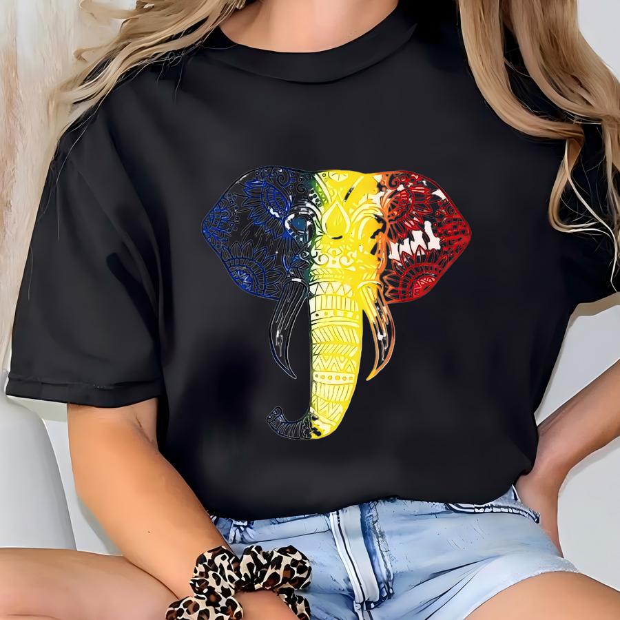 Silk Screen Elephant, Elephant Hoodie, Elephant Silk Screen, Silk Screened Shirt, Rainbow Elephant Shirt T-shirt