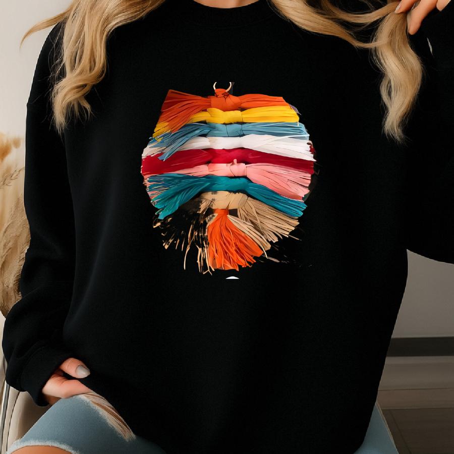 Rainbow Macrame Leaf Earrings Sweatshirt