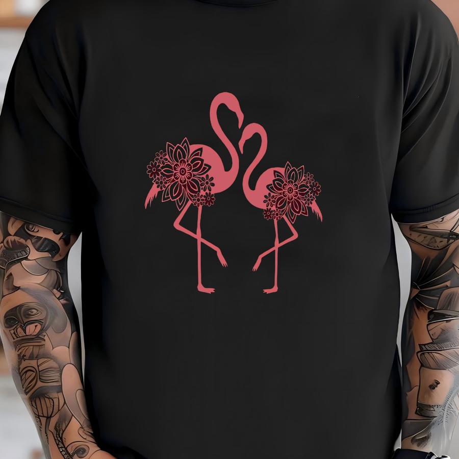 Zentangle Flamingo Shirt: Bella Canvas Mandala Design Tee T-shirt