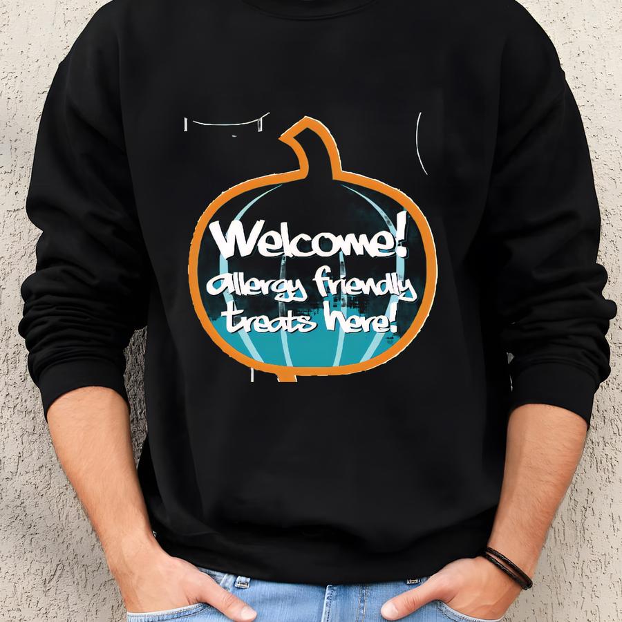 Welcome! Allergy Friendly Treats Here, 13pc Halloween Yard Art, Yard Card Lawn Sign Set Sweatshirt