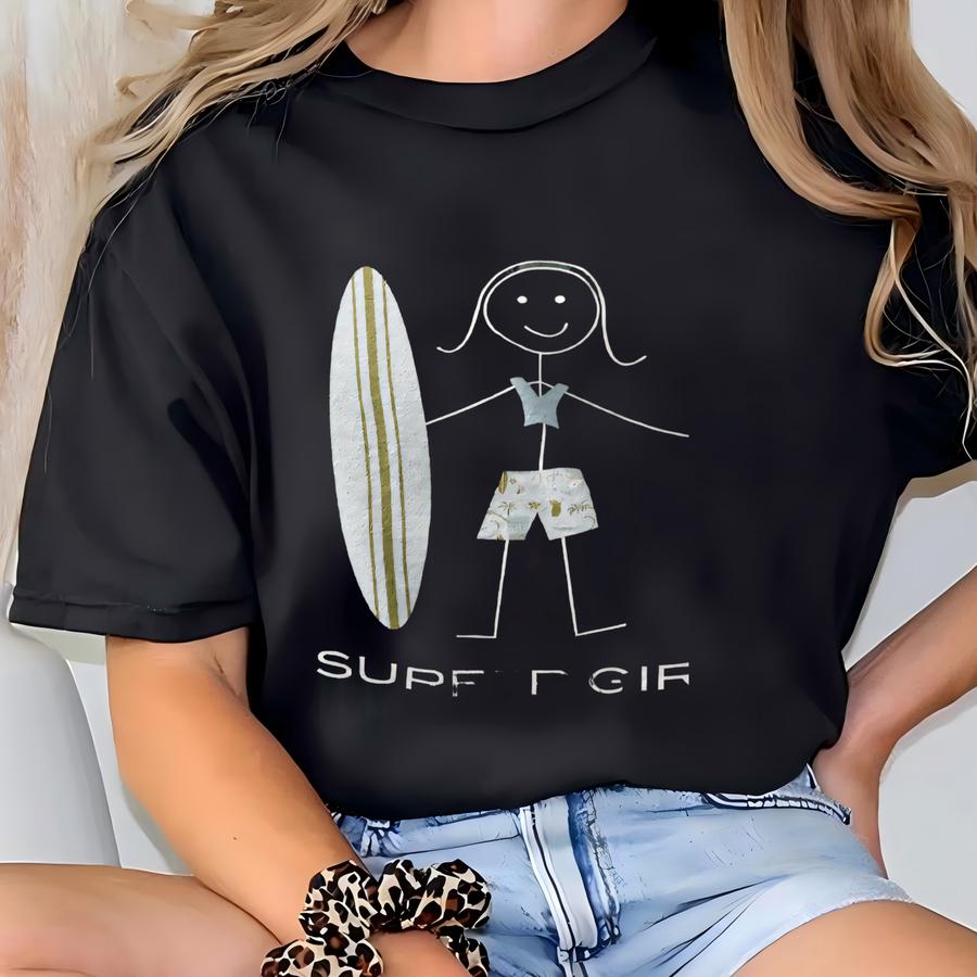 Youth Funny Girls Surfing Hoodie, Girl Surfer Gift - Kids Surfing Gift - Girl Surfer Shirt - Surfer Tee T-shirt