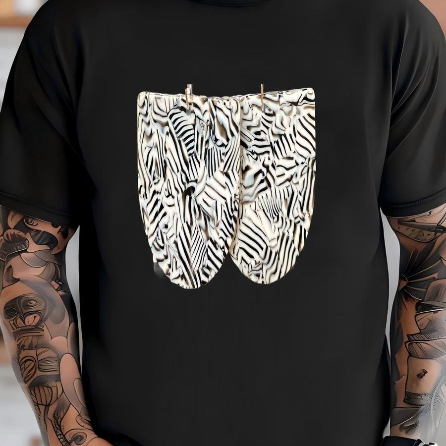 Safari Zebra Animal Print Acrylic Wood Deco Drop Teardrop Earrings T-shirt