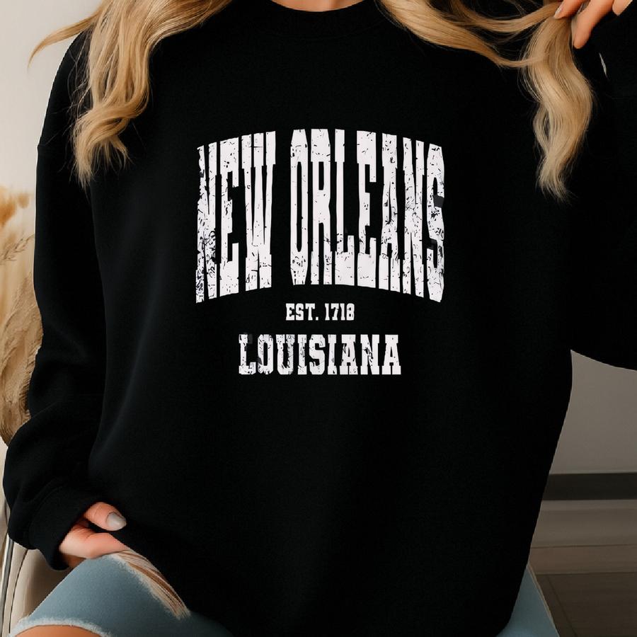 New Orleans, Louisiana Sweatshirt. New Orleans, La Vintage Unisex Crewneck Sweatshirt. | Yorechart Yc Sweatshirt