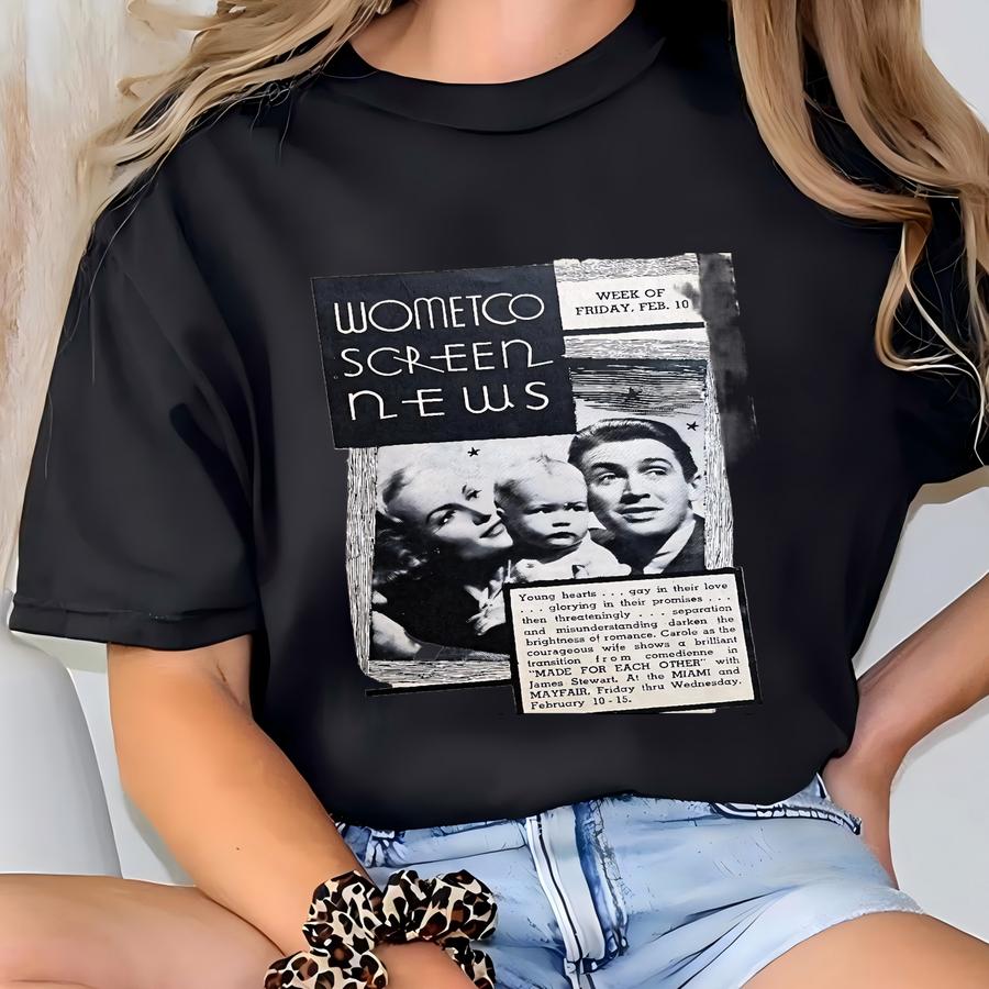 Screen News, Feb 1939 | Wometco Movie Theaters, New Releases | Boris Karloff, John Wayne, Jimmy Stewart | Hollywood History, Memorabilia T-shirt