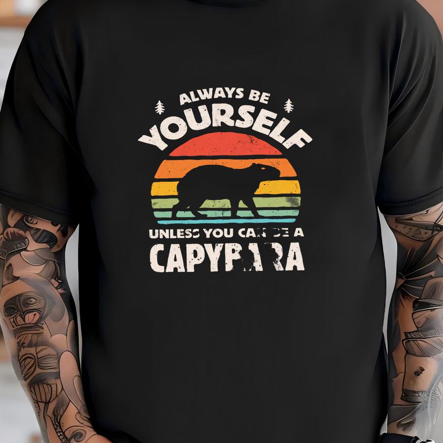 Always Be Yourself Capybara Sunset Shirt / Capybara Shirt / Gifts For Capybara Lover / Capybaras Gift / Retro Vintage / Tank Top / Hoodie T-shirt