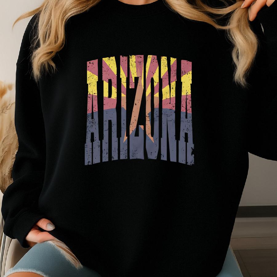 Listingview Arizona Flag Vintage Distressed Arizona Sweatshirt | Pnix, Arizona. Yc Sweatshirt
