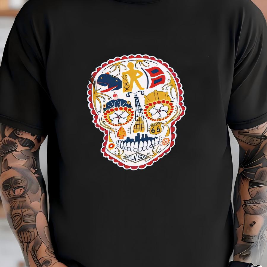 Historic City Of Tulsa Sugar Skull Shirt T-shirt