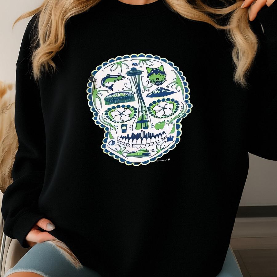 Historical City Of Seattle Sugar Skull Shirt Sweatshirt